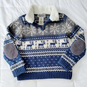 Fair isle sweater w/ sherpa neckline 3T
